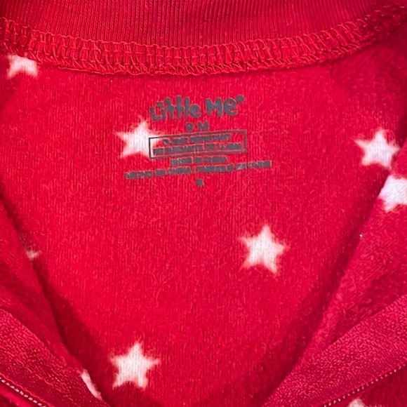 LITTLE Me Size 9M My 1st Christmas Red/White Stars Full Zip Footie Pajama - Picture 4 of 4